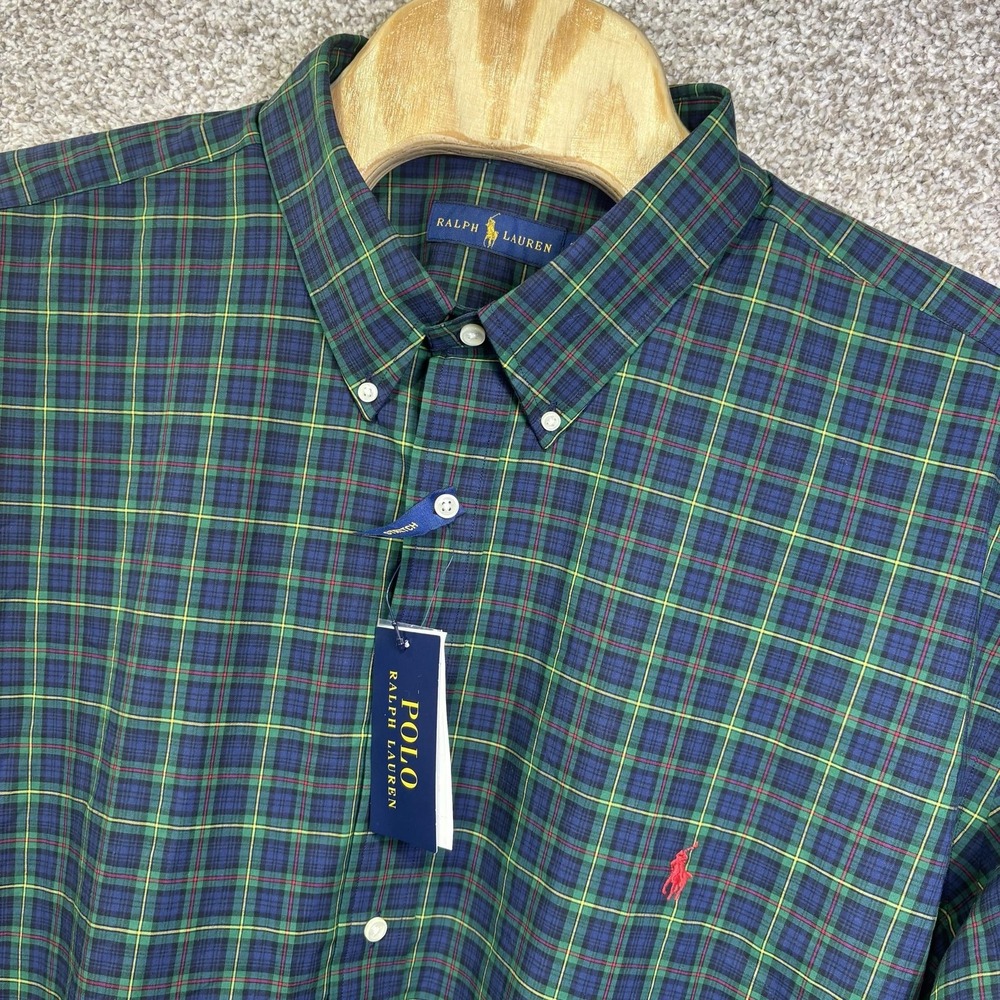 NWT Polo Ralph Lauren Shirt Mens Big 3X Plaid Long Sleeve Button Down Pony